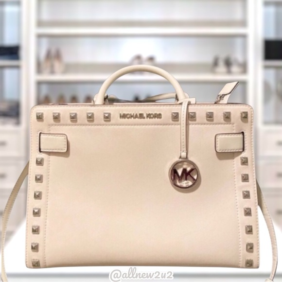 Michael Kors Handbags - Michael Kors 2 Pc Set Studded Rayne Medium Shoulder Bag w/Shoulder Strap Optic